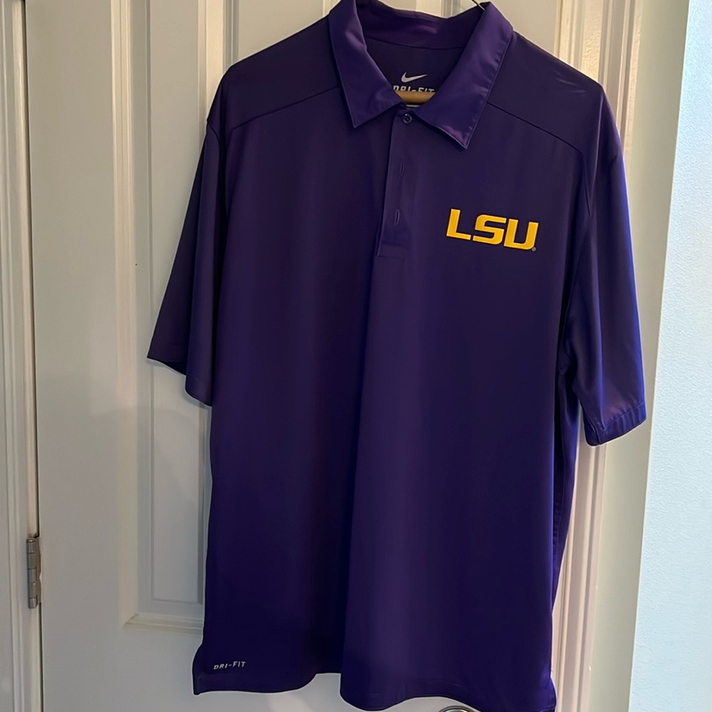 Nike LSU Tigers Dri-fit Short Sleeve Golf Polo Shirt Size Large Purple